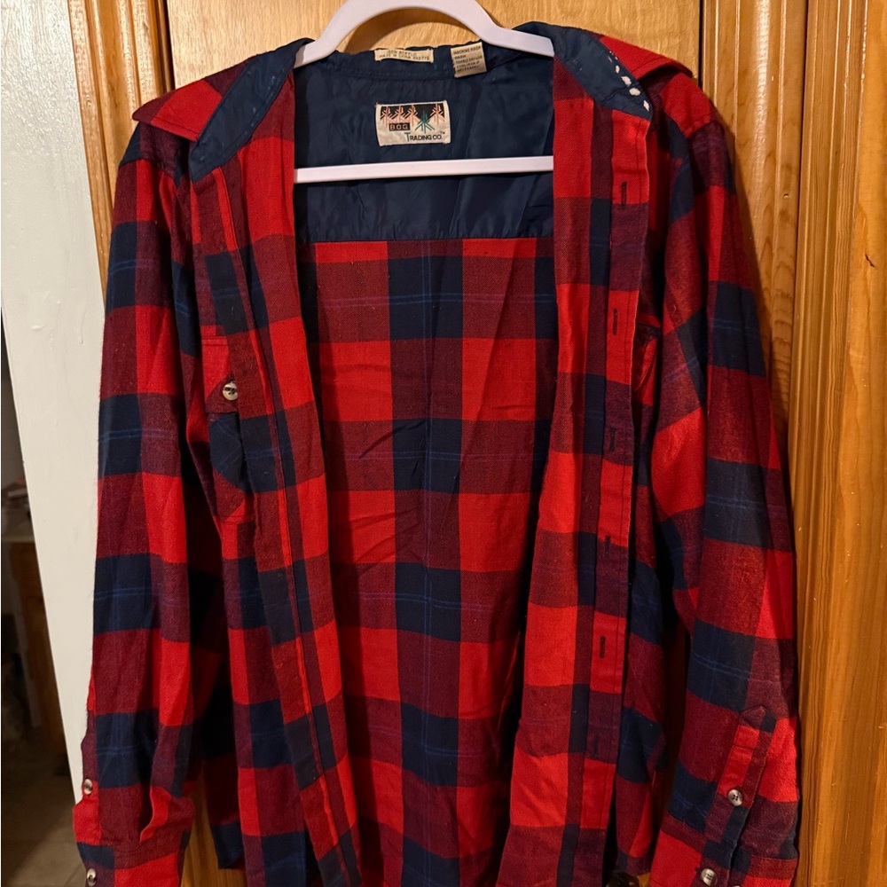 Men's Red and Blue Plaid Shirt